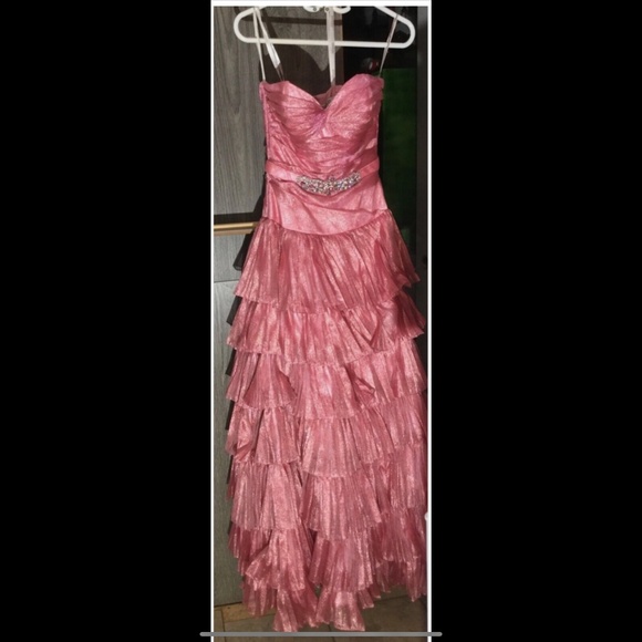 PINK PRINCESS PROM DRESS WITH GEMS BY TONY BOWLS - Picture 7 of 8